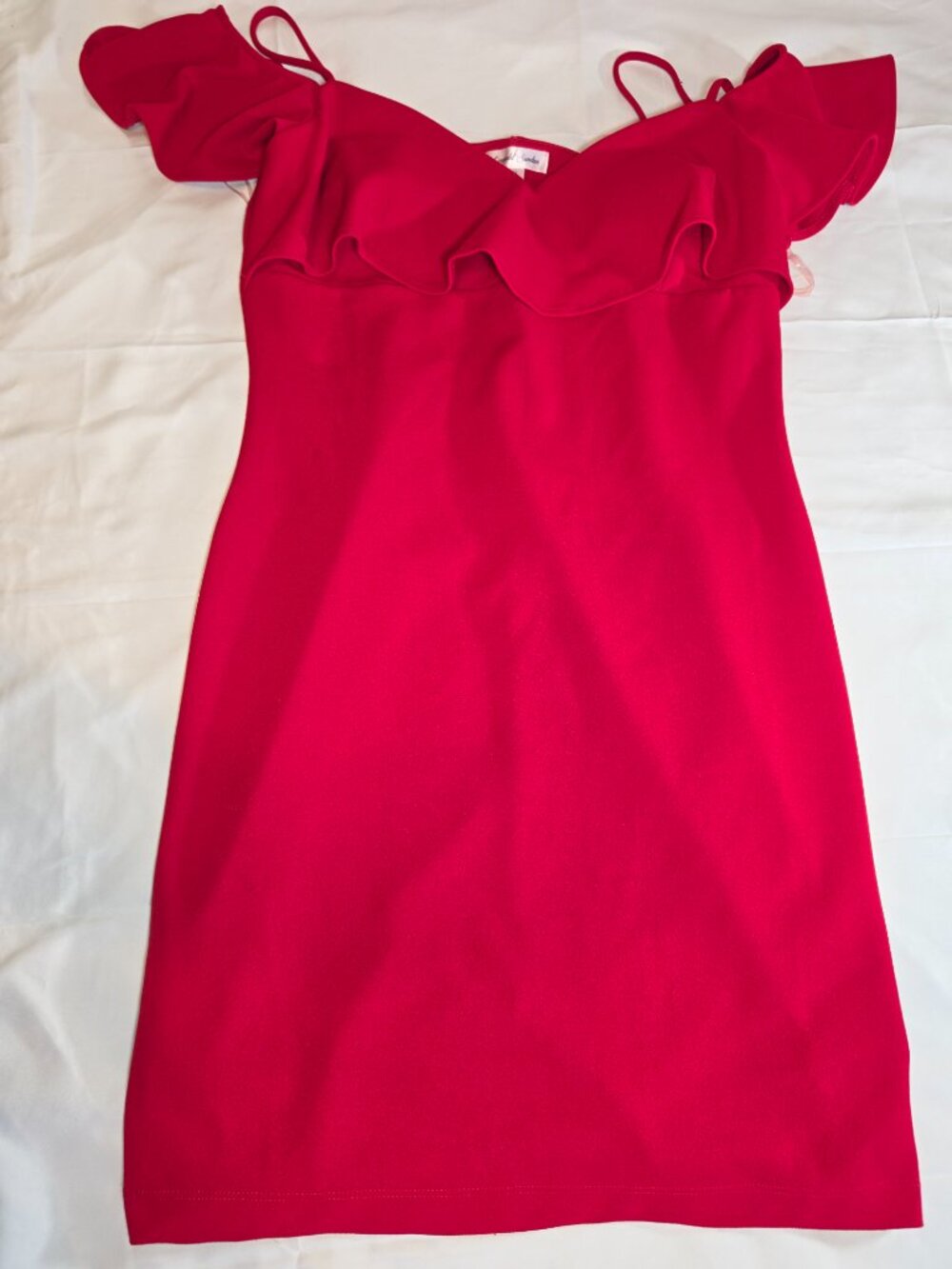 Emerald Sundae Red Ruffle Mini Dress Size XL - Picture 2 of 15
